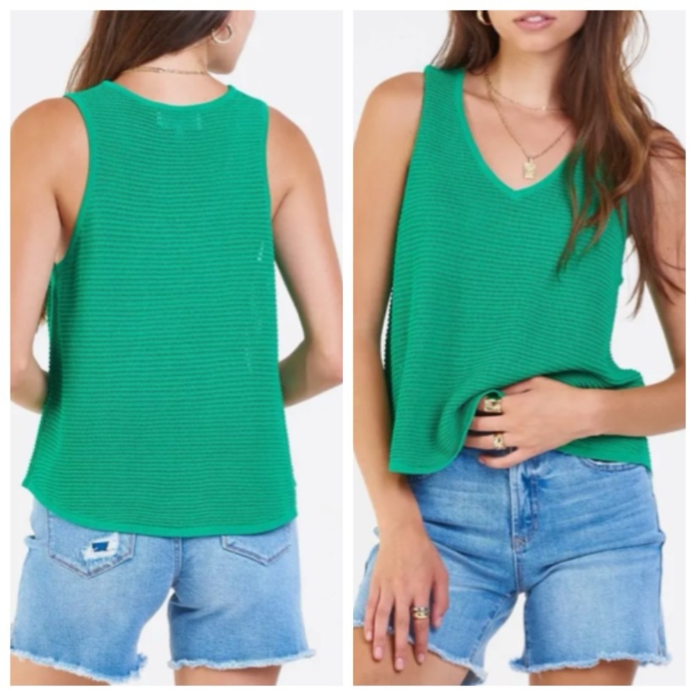 DEAR JOHN Willa Lila Open Knit‎ V Neck Tank Top Size XS